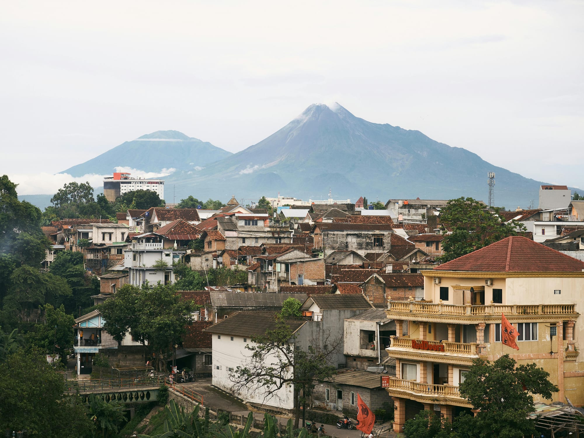 A residential neighborhood near Mount Merapi, illustrating housing options when you live in Indonesia