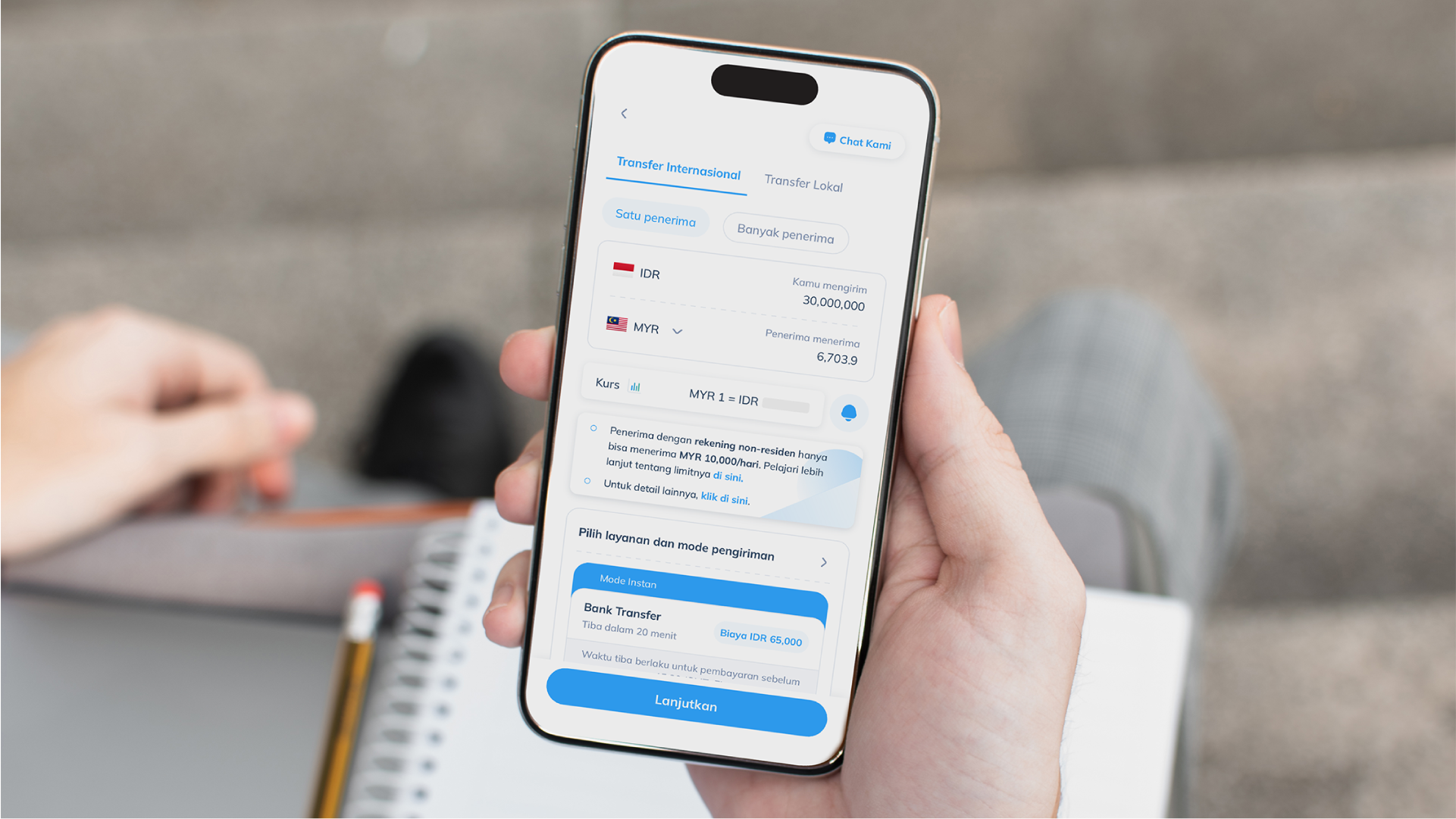 Aplikasi Topremit untuk kirim uang ke luar negeri melalui layanan remitansi resmi berizin Bank Indonesia.