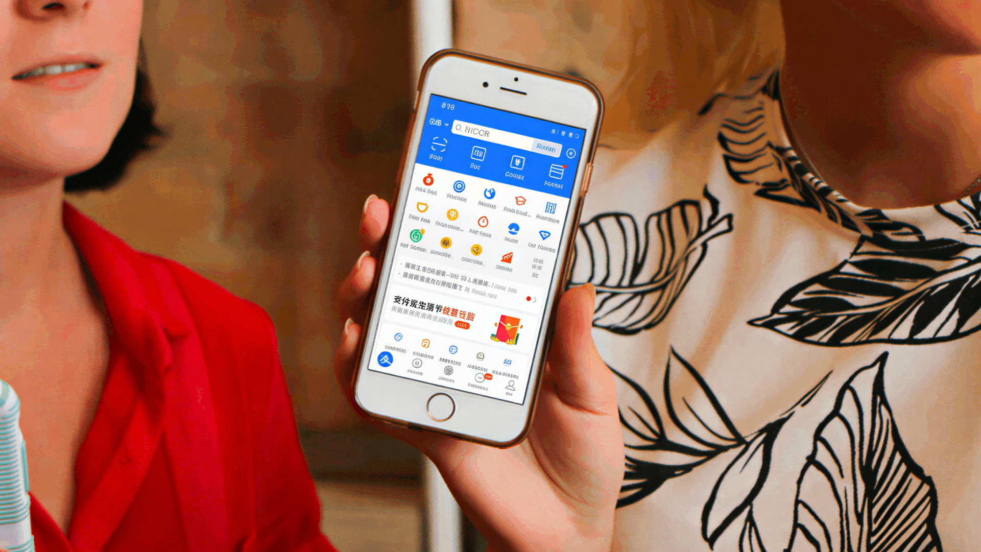 Pengguna menunjukkan tampilan aplikasi Alipay di ponsel untuk pembayaran digital di China