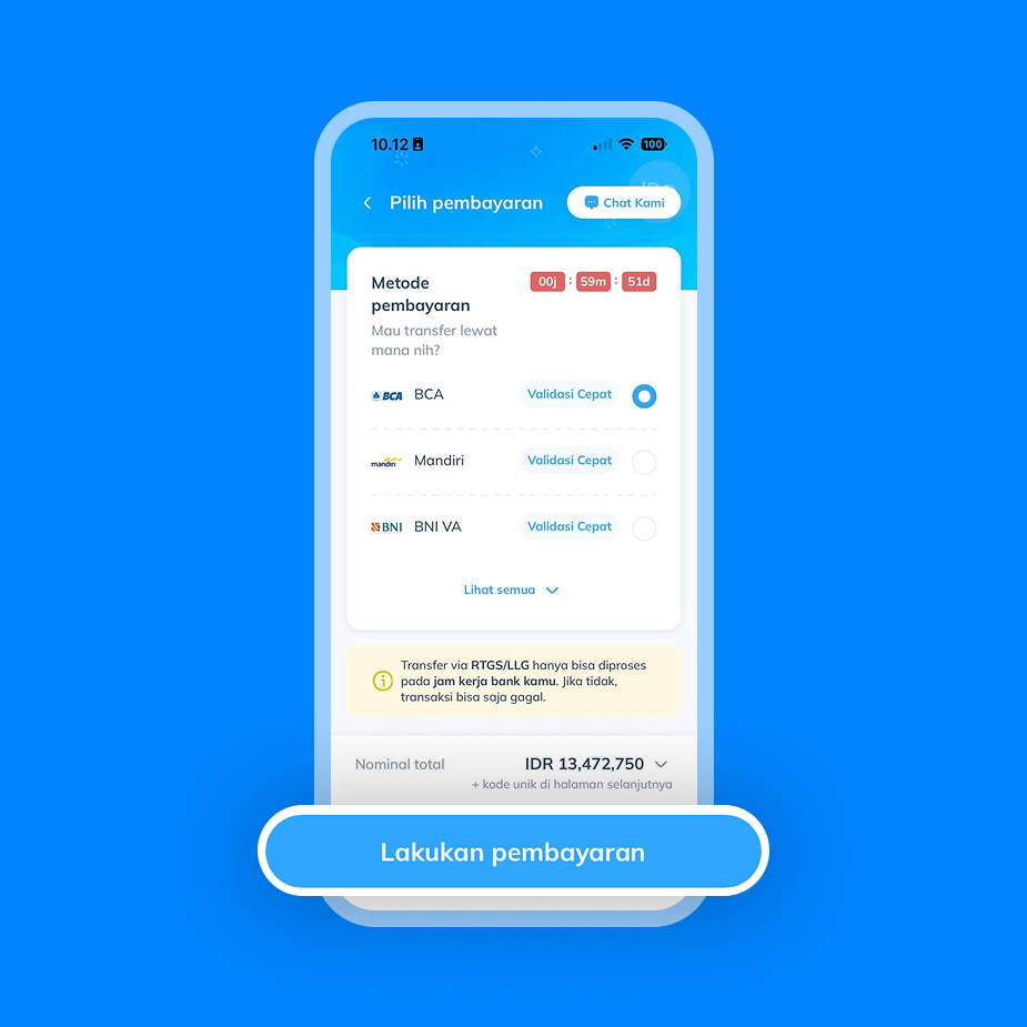 Pilihan metode pembayaran di Topremit sebagai langkah kelima untuk menyelesaikan transfer ke WeChat Pay China