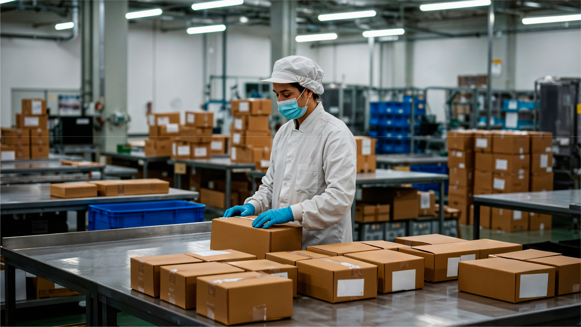 Pekerja melakukan pengecekan dan pengemasan produk sebagai bagian dari proses quality control pabrik