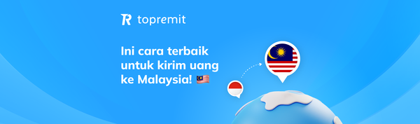 Banner yang menunjukkan ilustrasi pengiriman uang dari Indonesia ke Malaysia.