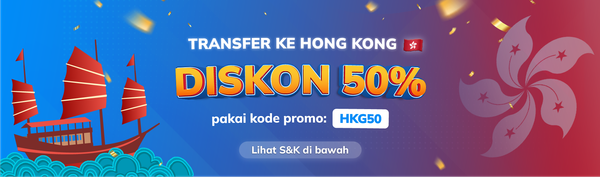 Banner diskon 50% biaya transfer ke Hong Kong 